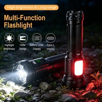 Lampe torche puissante longue portée avec écran LCD, rechargeable, étanche IPX4, lampe torche LED pour le camping, la randonnée, la maison, les situations d'urgence