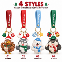 Porte-clés de Noël en silicone souple 3D de haute qualité, figurines d'animaux super musclés, jouets personnalisables