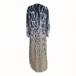 فستان ماكسي نسائي صيفي بوهيمي فضفاض بأكمام طويلة وياقة ملفوفة على شكل V مع شق أمامي مناسب للشاطئ والإجازات - Product Image 4