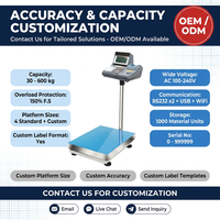 Balance de comptage industrielle de type POS avec imprimante intégrée, pour l'impression d'étiquettes de codes-barres adhésives, capacité 30-500 kg