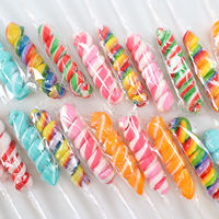 Sucettes tournantes OEM de haute qualité, colorées, aux saveurs de fruits assortis, en forme de bâtonnet, bonbons sucrés