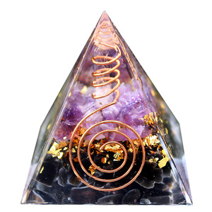 <b>Crystal</b> <b>Chip</b> Pyramid Resin Epoxy Craft Desktop Ornament Amethyst Obsidian Home Decoration Gift - Product Image 5