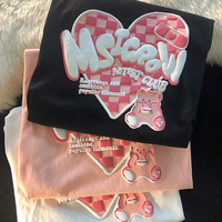 T-shirt imprimé bouffant de bonne qualité, fabrication de lettres en coton biologique, t-shirts personnalisés pour femmes, t-shirts imprimés bouffants 3D