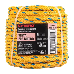 Maître avec 828 unités Mètre de corde en polypropylène jaune 6mm, rouleau 46 m - Product Image 4