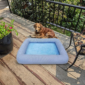 Meiweipet sofá grande para dormir para perros y gatos azul cielo Rectangular en forma de piscina cama de felpa lindo antideslizante pelusa impresa pliegues para perros - Product Image 3
