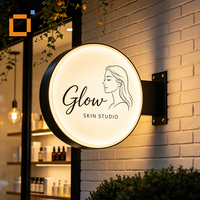Boîte à lumière LED ronde en aluminium pour enseigne, affichage publicitaire lumineux personnalisé pour café, restaurant, commerce de détail, devanture de magasin