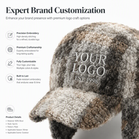 Gorro de Invierno Tipo Ushanka con Orejeras de Felpa Rizada y Visera, Personalizable con Logotipo, Proveedor de Gorros