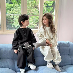 2025 primavera nuova felpa Casual a due pezzi con ricamo a lettere stile coreano abbigliamento alla moda per bambini - Product Image 2