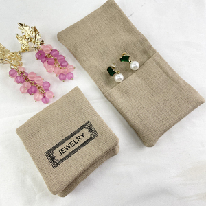 2024 Custom Jewelry Pouch Packaging with logo Microfiber Suede Jewelry Package Bag Velvet Linen Jewelry Pouch with Insert Pad - Product Image 3