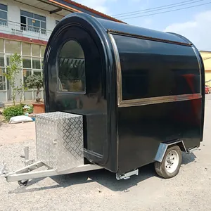 Chariot à café entièrement équipé, camion distributeur de gâteaux, remorque ronde de restauration en plein air 220V/380V avec four à pizza