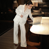 Ensemble deux pièces Bettergirl 2026 Nouvelle Collection : Blazer en lin pur à revers et boutonnage simple avec poches et pantalon droit
