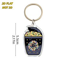 Porte-clés Gothique en forme de coupelle de crème glacée noire avec confettis, parapluie et mandala en vitrail, breloque en acrylique pour clés, sacs, sacs à dos