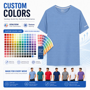 T-shirt sportif pour homme à séchage rapide, effet glaçon, manches courtes, col rond, respirant, léger, coupe classique, en polyester uni - Product Image 2