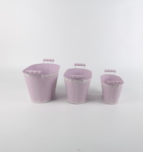 Juego <span class=keywords><strong>de</strong></span> tres macetas <span class=keywords><strong>de</strong></span> Metal galvanizado, decoración <span class=keywords><strong>de</strong></span> jardín verde Lila, flores y hierba, con mango - Product Image 2