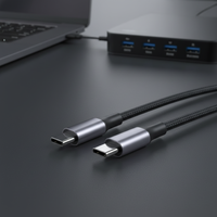 Câble de charge rapide USB Type-C vers Type-C tressé en nylon 60W 1m pour iPhone 16/15 Pro Max, tablettes, montres connectées, téléphones Android