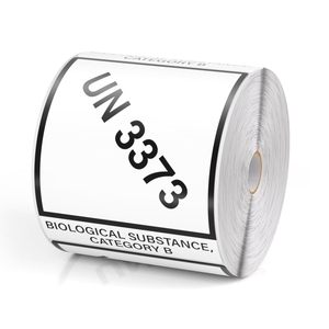 Etiqueta Autoadhesiva de Vinilo UN3373 para Substancias Biológicas Categoría B, Etiqueta de Envío, Señal de Advertencia Médica, Rollo de Papel para Calcomanías de Seguridad - Product Image 1