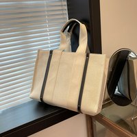 Sac fourre-tout en toile personnalisé avec logo, rayures contrastées, poignée large, sac de shopping structuré, réutilisable, fournisseur d'usine en gros