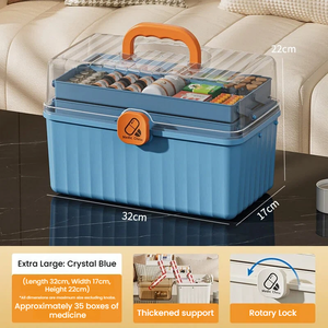 Boîte à médicaments à trois couches, trousse de premiers soins pliable, organisateur de stockage médical portable, étui à médicaments de grande capacité pour la maison - Product Image 3