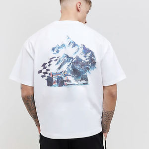 T-shirts personnalisés pour hommes grande taille, anti-froissement, anti-boulochage, jersey ajusté, longueur courte, col rond, imprimés à l'écran - Product Image 2