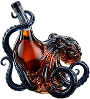 Nouvelle bouteille de whisky en verre sculptée en 3D en forme de pieuvre, forme unique, pour le stockage et la présentation de spiritueux, finement sculptée, capacité de 200 ml