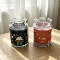 Bougie parfumée en cire de soja écologique pour les fêtes de Noël, dans un bocal en verre cylindrique, décoration parfumée pour la maison, cadeau, parfum personnalisé, fêtes