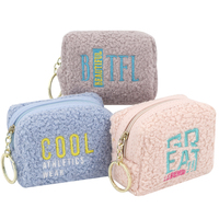 6 pièces de monnaie en peluche, pochette à fermeture éclair avec porte-clés pour cadeau Boutique, porte-monnaie mignon et pelucheux avec Logo personnalisé