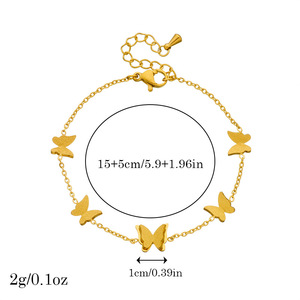 Gold Plated Butterfly Jewelry <b>Set</b> Necklace Earrings <b>Bracelet</b> Women's Party Fashion Zinc Alloy Chain <b>Set</b> - Product Image 5