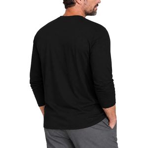 Chemise Henley à manches longues pour homme, en coton mélangé, couleur unie, style décontracté, col rabattu, design à simple boutonnage - Product Image 4