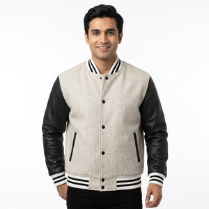 Veste universitaire sur mesure de haute qualité pour homme, col montant, design brodé style baseball, pour la saison hivernale - Prix - Product Image 1