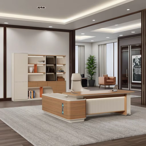 Bureau de la technologie moderne Boss Panneau en bois MDF laqué Mobilier de bureau extensible pour président d'entreprise ou villa - Product Image 1