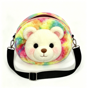 Bolso bandolera de peluche con cara de elefante colorido y personalizado, bolso cruzado de peluche de elefante redondo y peludo, bolso cruzado de peluche de elefante arcoíris - Product Image 4