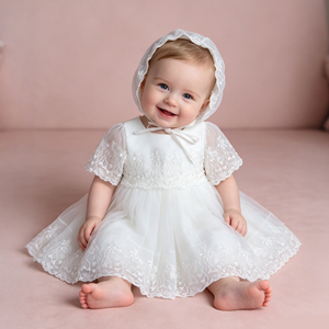 <span class=keywords><strong>Elegante</strong></span> Abito da Battesimo in Cotone Ricamato per Neonata, Vestito Estivo per Cerimonia, Abito Formale per Compleanno - Product Image 2