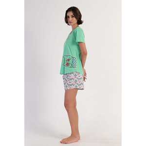 Chaqueta de dormir ovalada de manga corta con cuello redondo para mujer - Product Image 3