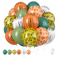 30 ballons imprimés animaux vert sauge et vert olive de 12 pouces (4 types) pour fête sur le thème du safari en jungle, fournitures pour baby shower