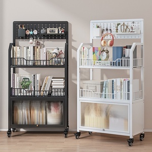 Étagère murale autoportante en métal de style bibliothèque, mobile et multifonctionnelle, au design nordique pour cuisine et salle de bain - Product Image 1