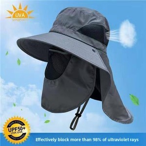 Unisex Detachable Wide Brim Sporty Style 100% Cotton Bucket <b>Hat</b> UV Protection for Summer Outdoor Activities-Sunshade Face Neck - Product Image 6