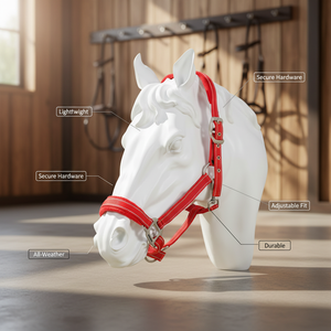 Licol pour <span class=keywords><strong>cheval</strong></span> en sangle réfléchissante, haute visibilité, réglable, manipulation sécurisée pour une utilisation nocturne ou en basse lumière dans l'écurie - Product Image 2