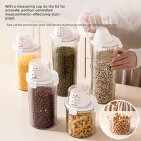 Pot alimentaire hermétique en plastique transparent sans BPA, avec tasse graduée, idéal pour céréales, légumineuses et aliments secs – Vente chaude