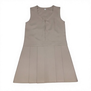 Robe d'uniforme scolaire pour filles, bleu marine, sans manches, avec fermeture éclair avant et poches - Product Image 2