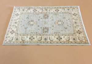 Azul claro Beige Fine Oushak Alfombras personalizadas anudadas a mano disponibles Hecho a mano 2'8 "X 4 '.0" - Product Image 6