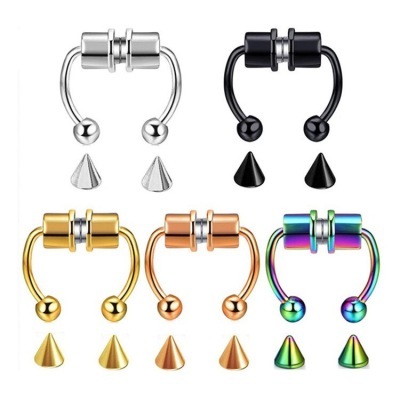 Gaby Hotsale Magnets Nose Stud Septum Horseshoe Faux Nose Ring Non Piercing Nose Ring  Non Pierced Sexy Body Jewelry