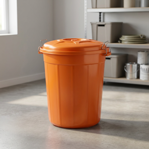 Modern 50L Orange Round Eco-Friendly Plastic <b>Kitchen</b> Trash <b>Bin</b> CATEEM MRD092 - Product Image 2