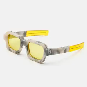 Gafas de sol cuadradas de material grueso de alta calidad para hombre futuro de mármol de acetato grueso personalizado