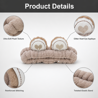 Fascia per Capelli in Peluche Personalizzabile con Logo OEM ODM, Morbida in Pile, con Grandi Occhi Carini, Antiscivolo, per Spa e Lavaggio Viso, per Donne e Ragazze
