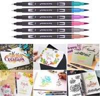 120 couleurs stylos pinceaux double pinceau pointe fine stylos à dessin marqueurs à base d'eau avec étui de transport