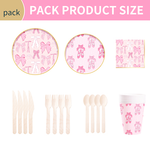 DAMAI Wedding Princess Party Kids Birthday Party Supplies Pink Bowknot Elements <b>Disposable</b> <b>Tableware</b> Paper Napkins Cups Plates - Product Image 6