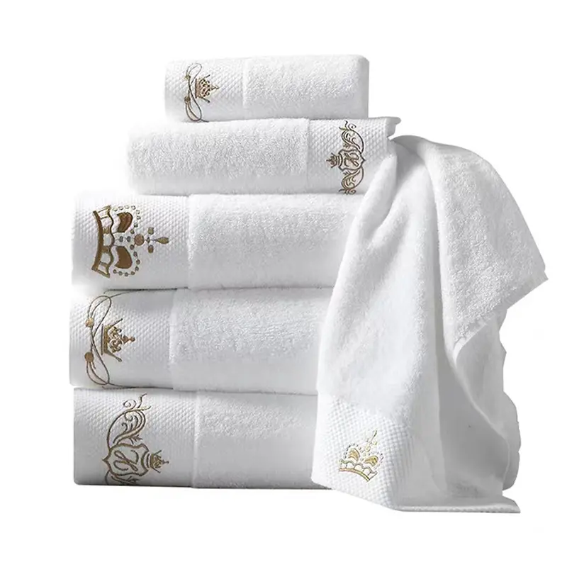 Set di asciugamani all'ingrosso eco-friendly personalizzato ricamato logo 100% cotone set di asciugamani da bagno per hotel e spa