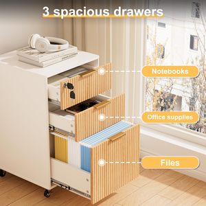 SENYU Minimalist 3 <b>Drawer</b> Filing Cabinet with Wood Finish Lockable <b>Office</b> Storage for Home <b>Office</b> Use - Product Image 6