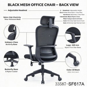 Chaise de bureau ergonomique en maille, dossier moyen, pivotante, avec accoudoirs fixes, siège inclinable vert 33587-SF617A - Product Image 2