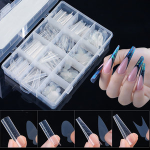 288pcs Acrylic Extended <b>Nail</b> Forms Full Cover False <b>Nail</b> Mold 16 Designs Pre-designed Glue Finger Medium Length Quick Building - Product Image 4